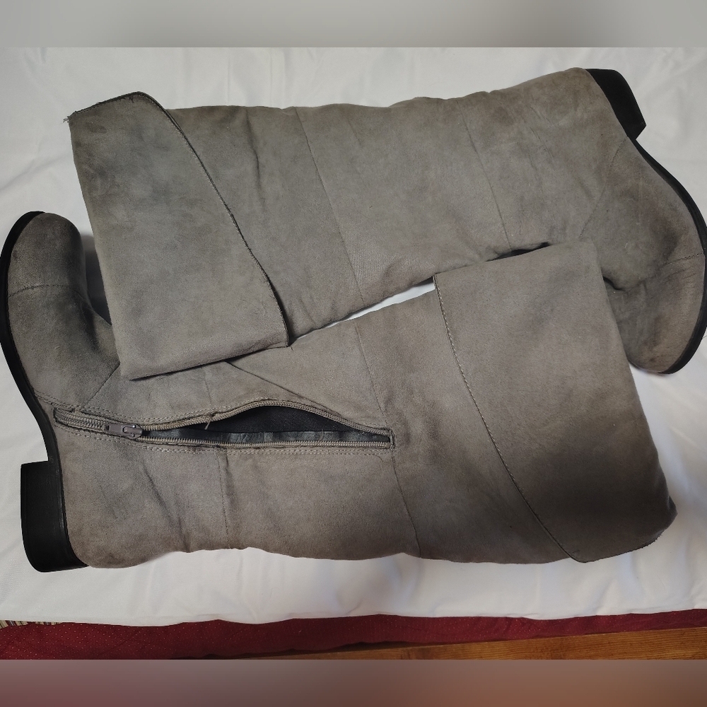 Gray Suede Knee-High Boots Size 9